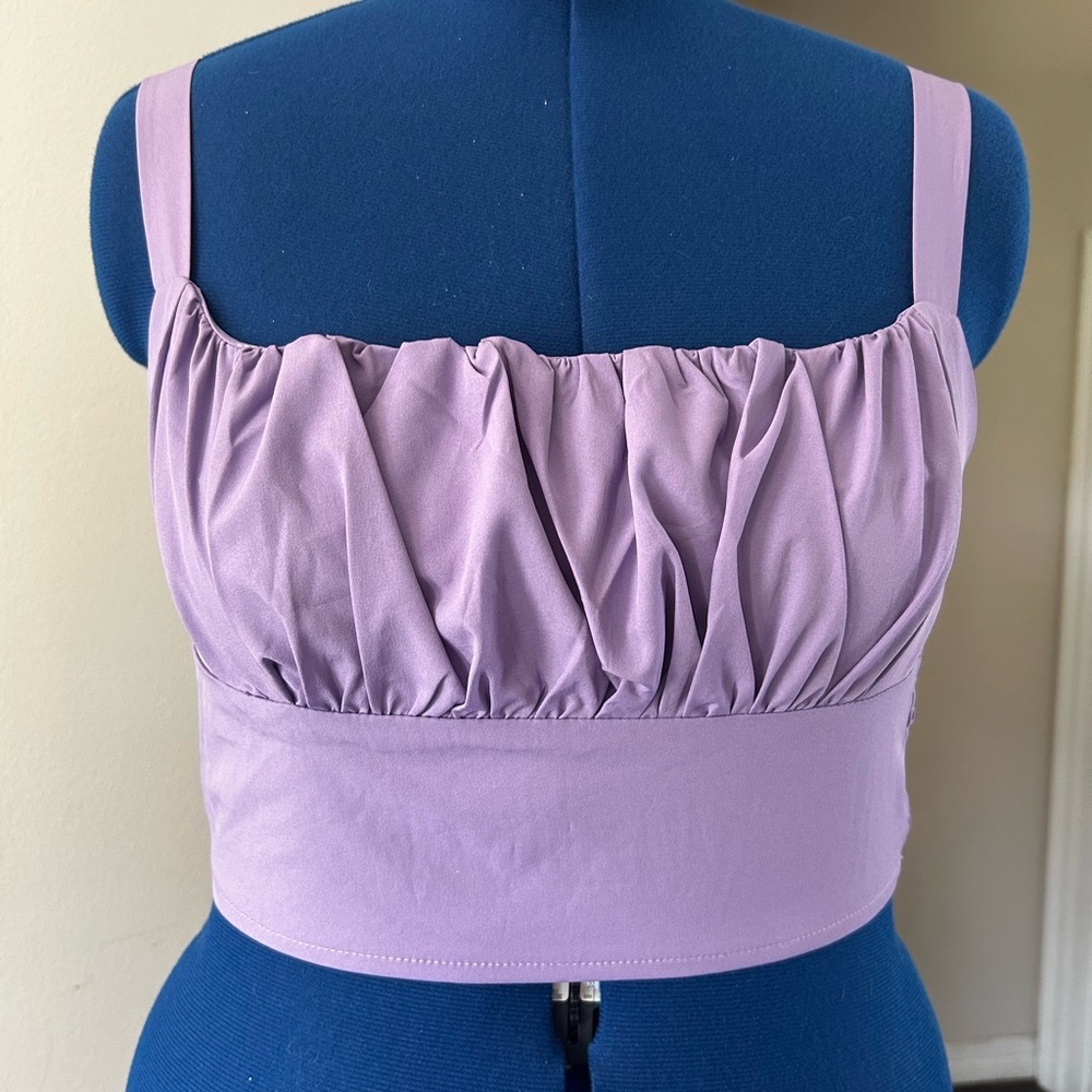 SHEIN Lavender Ruched Crop Top